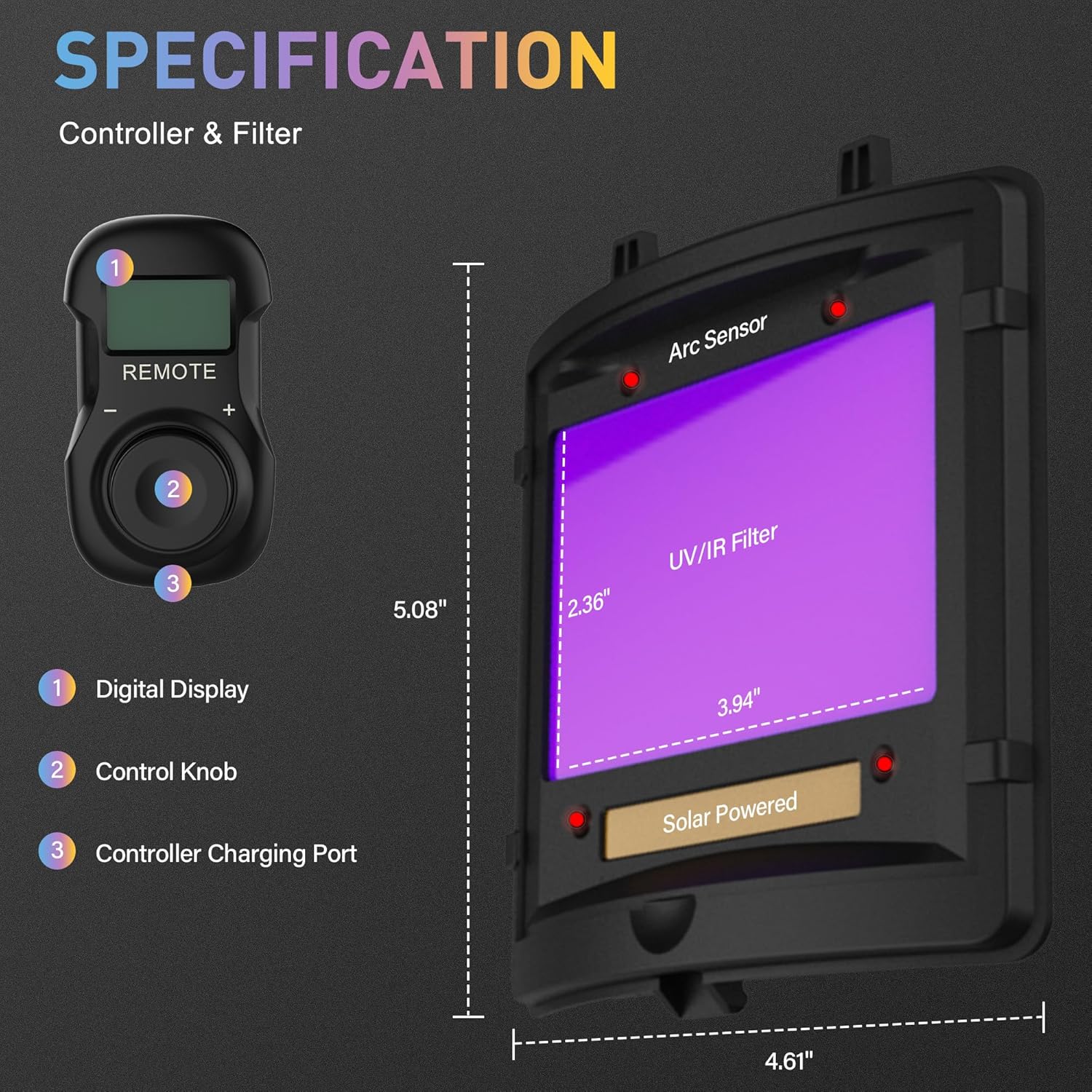 SparX Flip-up Auto Darkening Welding Helmet with Bluetooth Remote Control, Welding Mask 1/1/1/1 True Color 4 Arc Sensor Welder Mask