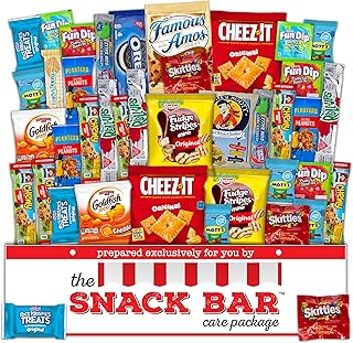The Snack Bar - Snack Care Package (40 count) - Variety Assortment with American Candy, Fruit Snacks, Gift Snack Box for Lunches, Office, College Students, Road Trips, Holiday Gifts