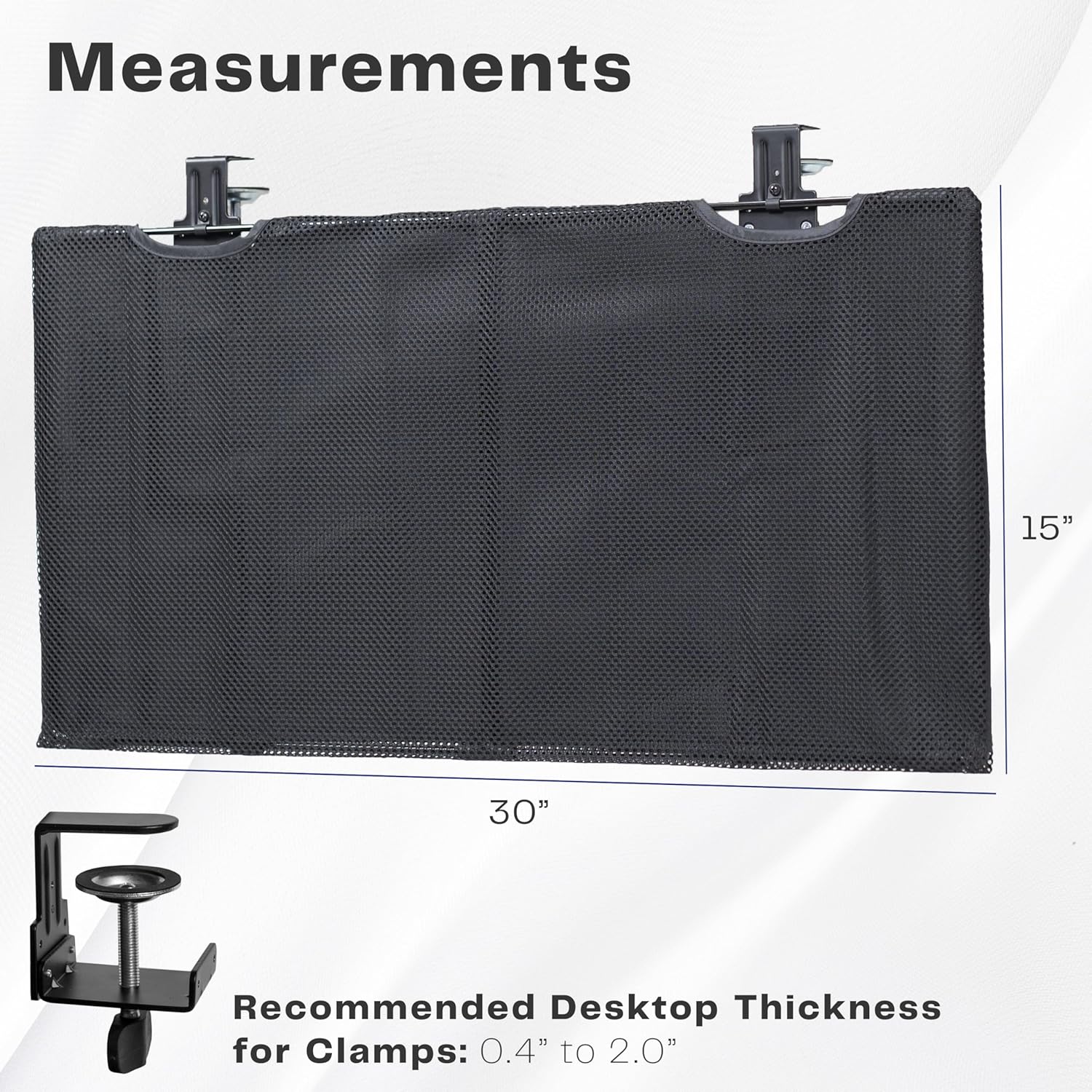 VIVO 30 Inch Clamp-on Privacy and Cable Management Organizer Sleeve, Wire Hider Kit Panel System, Desk Skirt, Black, DESK-SKIRT-30P