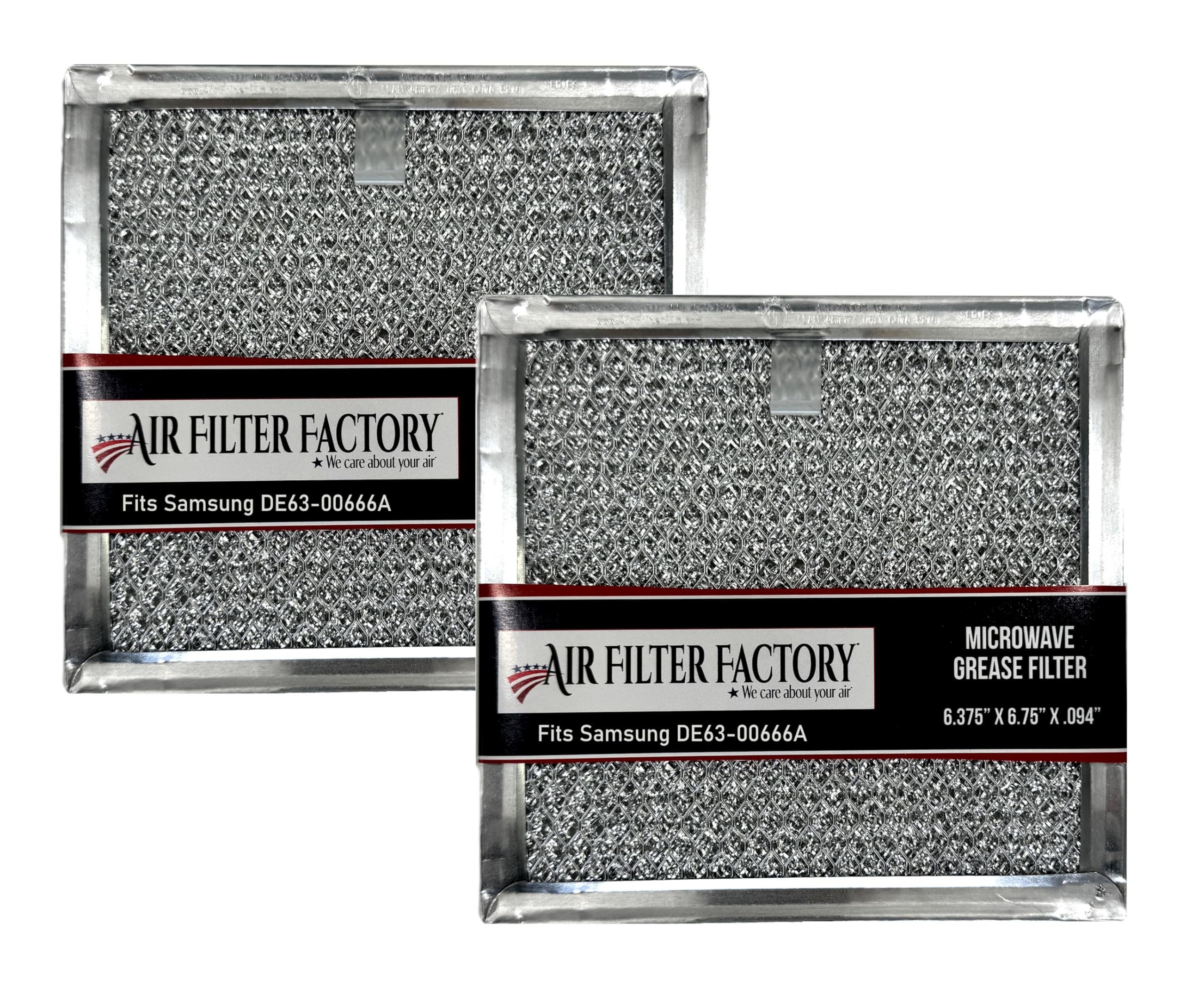 Air Filter Factory Microwave Filter 6.75" X 6.34" DE63-00666A Replacement For Samsung Over The Range Kitchen Oven Vent Grease Screen Fits AP5306190 2-Pack