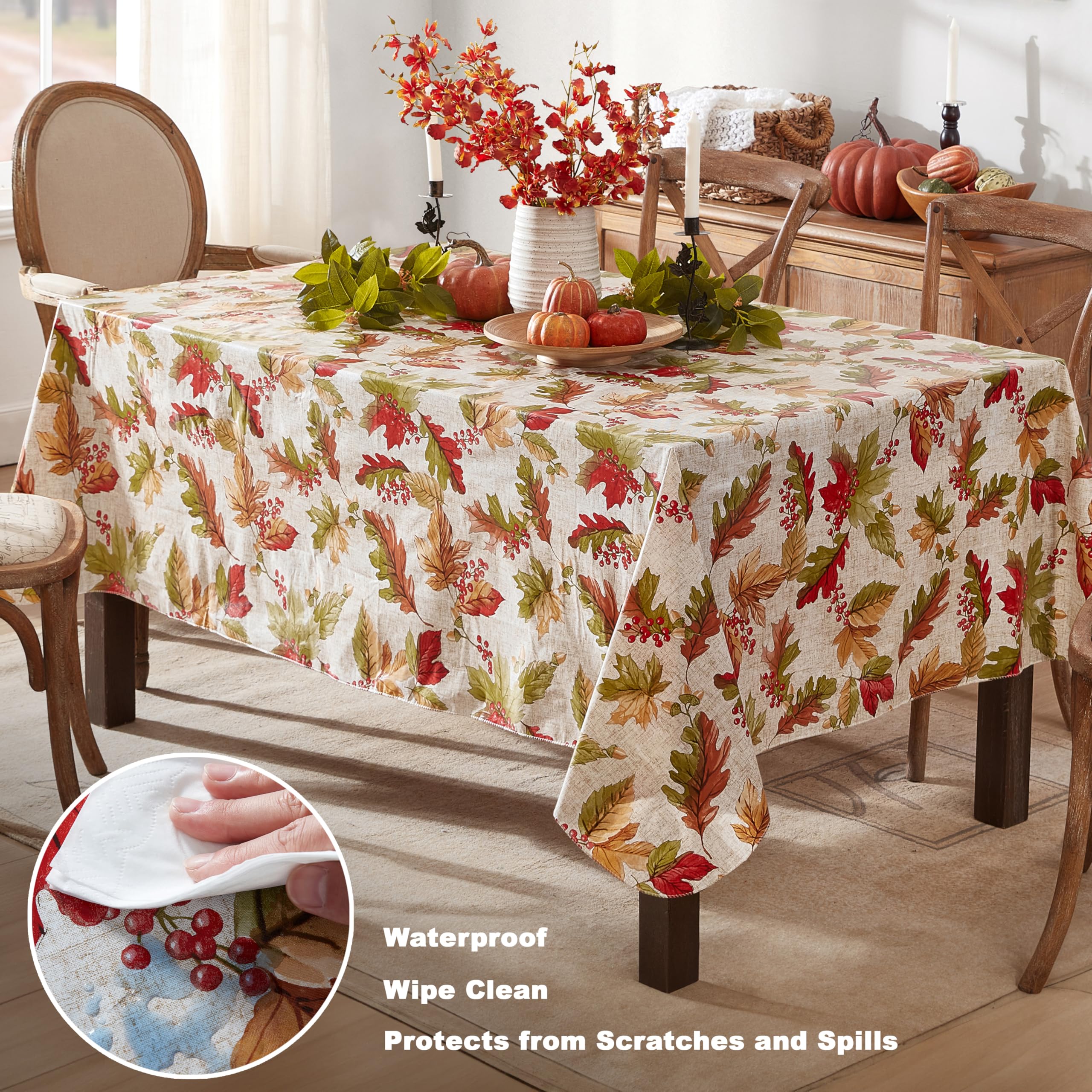 Amazon.com: Newbridge Rustic Acorn & Leaf Fall Vinyl Tablecloth