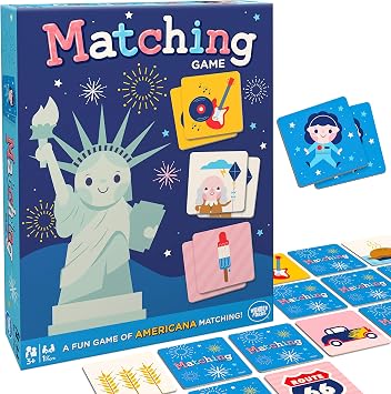 Wonder Forge Americana Matching Game - Skill Building Memory Color Recognition Game for Kids Age 3- 5 | A Fun & Fast Classic Memory Game