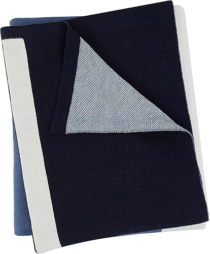 Miniatura 3 de Tommy Hilfiger Placed Stripe Printed - Manta de punto de 1 pieza, 50 x 70 pulgadas, algodón (azul)