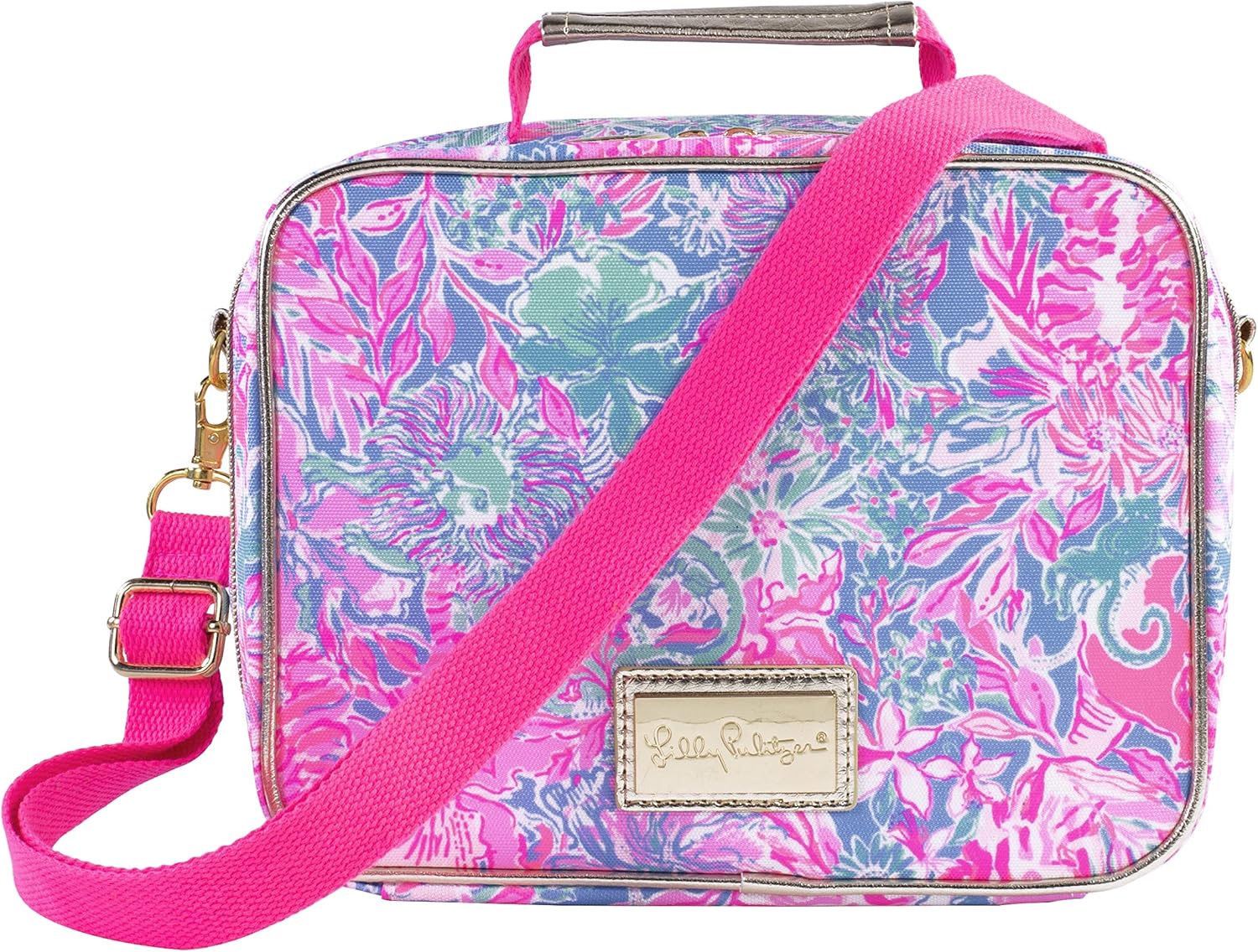 Lilly Pulitzer Insulated Lunch Box for Women, Cute Lunch Cooler Bag with Adjustable/Removable Shoulder Strap, Viva La Lilly