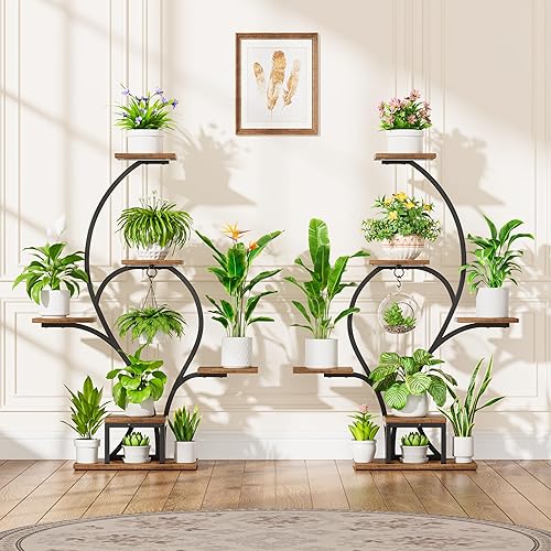 Miniatura 8 de Soporte para plantas de interior con luces de crecimiento, estante para plantas de 6 niveles para interiores, soportes de esquina de 49 pulgadas