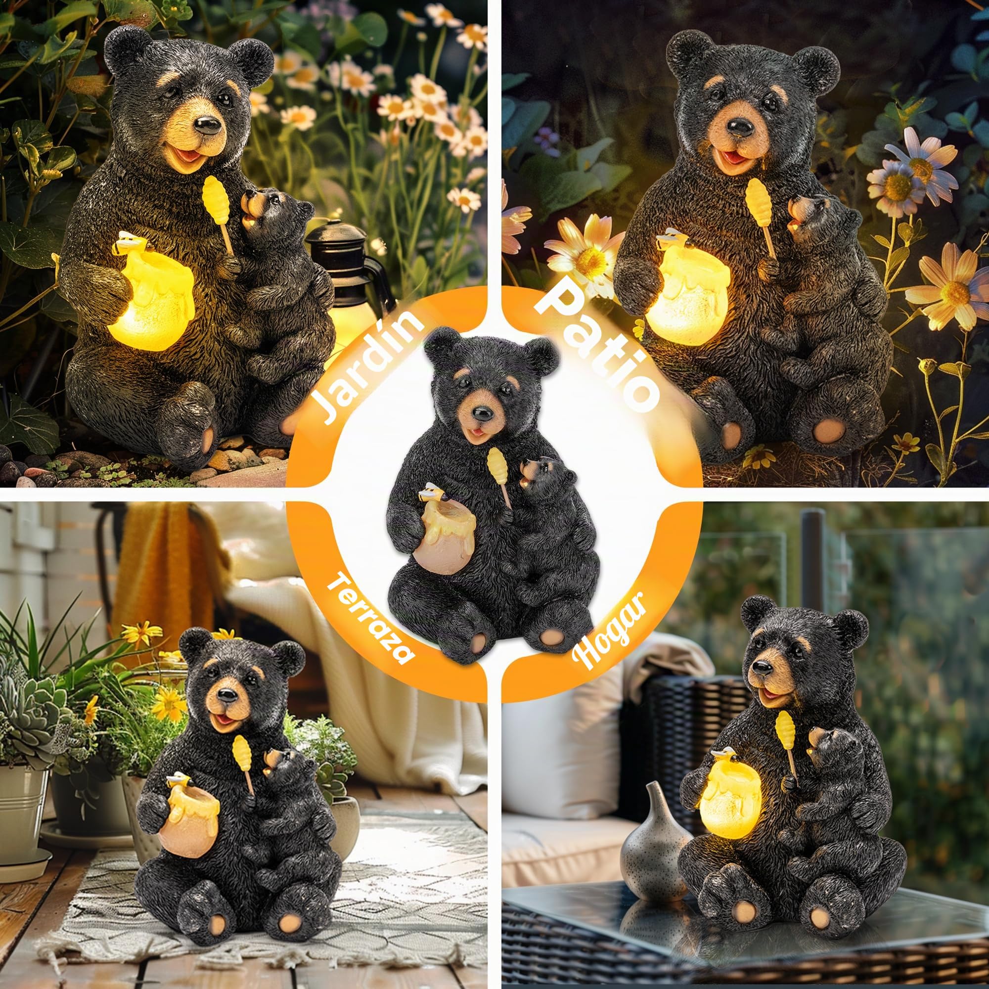 GIGALUMI Estatuas solares de jardín con Luces de Oso Amoroso para Exteriores, decoración de Patio al Aire Libre, decoración de jardín, cumpleaños de inauguración de la casa para
