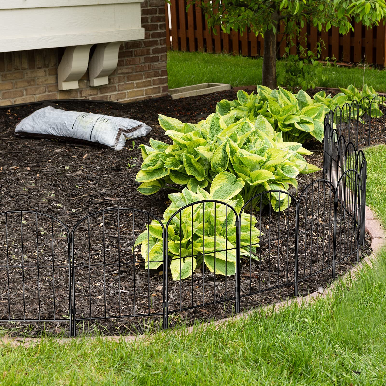 Gartenzaun 10 Stück Komplettset Dekorative Metallzaun Steckzaun, Oberbogen Gartenzaun Metall Zaunelemente, Zaun für Hunde (Oberbogen-B)