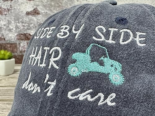 Vista 22 de Hepandy Sombreros bordados lado a lado del cabello Don't Care El cabello lado a lado no le importa (rosa lavado)