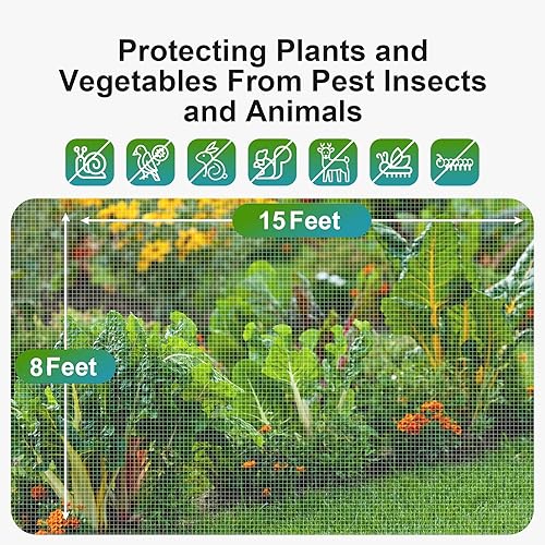 Miniatura 4 de Barrera de plagas de red de insectos de jardín 8 x 25 pies para protección del jardín, mosquitera de malla fina para árbol de cigarras, cubierta de