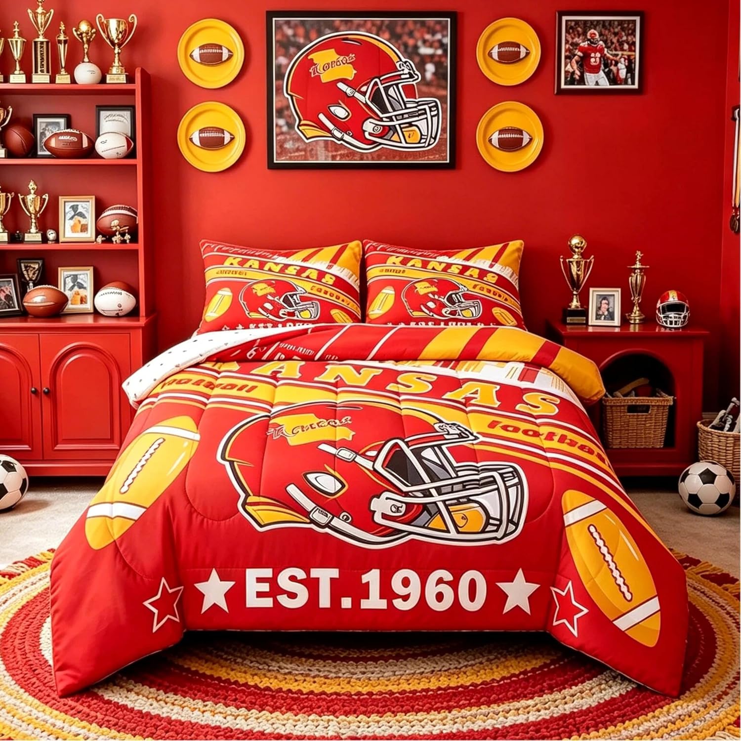 Feelyou Football Bedding Set Full Size Boys Girls