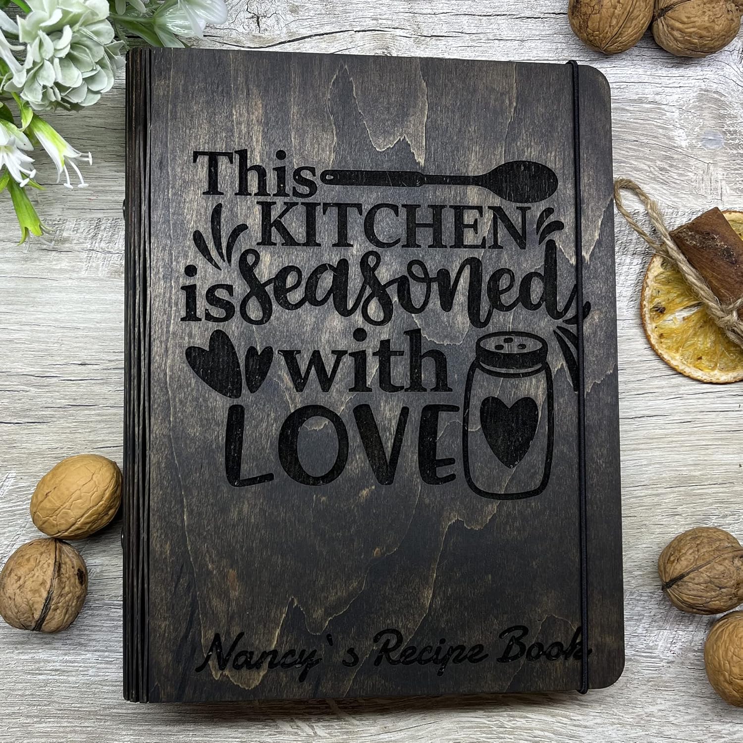 Personalized Recipes Book Wooden Recipe Book A6 A5 A4 Recipes Wood Custom Cookbook Gift for Wife Birthday Gift for Mom Recipe Book Binder (RB3)