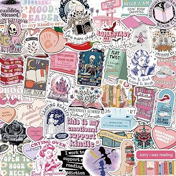 150 PCS Romance Book Stickers for Kindle, Holographic Bookish Sticker Pack Reading Glitter Vinyl Decals for Laptop Ebook Readers Water Bottles Journal Scrapbook Waterproof