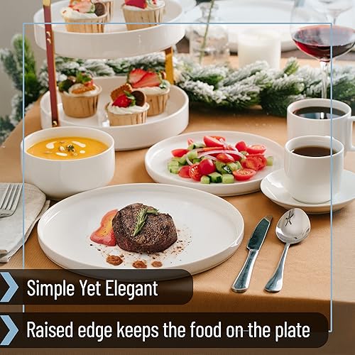 Miniatura 4 de BTAT - Platos llanos blancos, juego de 6, 10.6 pulgadas, porcelana blanca, juego de platos blancos, platos, juego de platos, platos de restaurante,