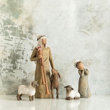Willow Tree Little Shepherdess, Sculpted Hand-Painted Nativity Figures, 3-Piece Set | Designed by Artist Susan Lordi, Build the Nativity Scene, a Timeless Holiday Tradition to Display on Mantel or Tabletop