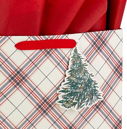 Miniatura 4 de Hallmark Surtido de bolsas de regalo de Navidad con papel de seda (3 bolsas 2 grandes de 13 pulgadas, 1 grande horizontal de 10 pulgadas) Santa con
