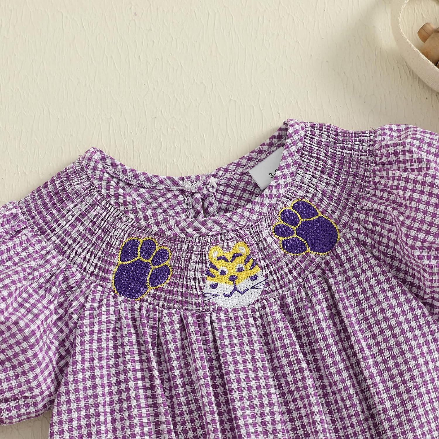 Kuriozud Newborn Baby Girl Football Outfit Smocked Ruffle Romper Short Sleeve Jumpsuit Cute Baby Girl Clothes - Image 5