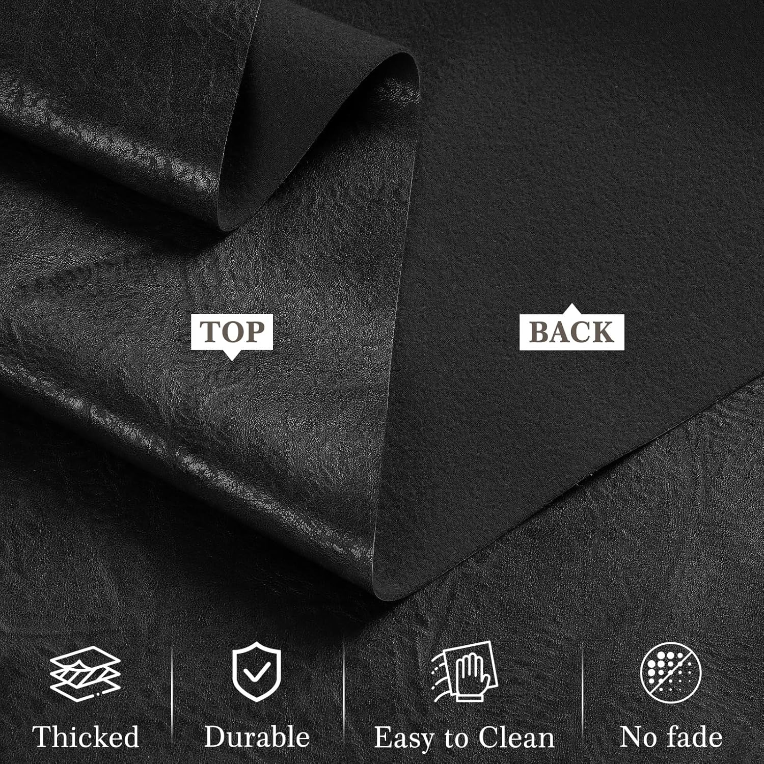 Faux Leather Fabric, 1.0mm Thick Vinyl Upholstery Fabric 55" x 72", Soft Fake Leather Fabric by The Yard for Sofa Chairs Bags Car Seats Furniture DIY Crafts
