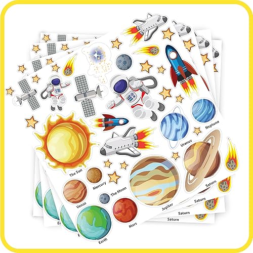 Miniatura 6 de READY 2 LEARN Calcomanías de espuma | Espacio | Paquete de 152 | Calcomanías de espuma autoadhesivas para niños | Perfecto para manualidades y