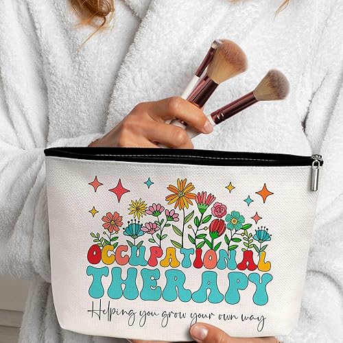 Miniatura 4 de Bolsa de maquillaje inspiradora con cremallera, bolsa de cosméticos para bolso, bolsa de aseo de viaje, regalos de terapeuta para mujeres y niñas,