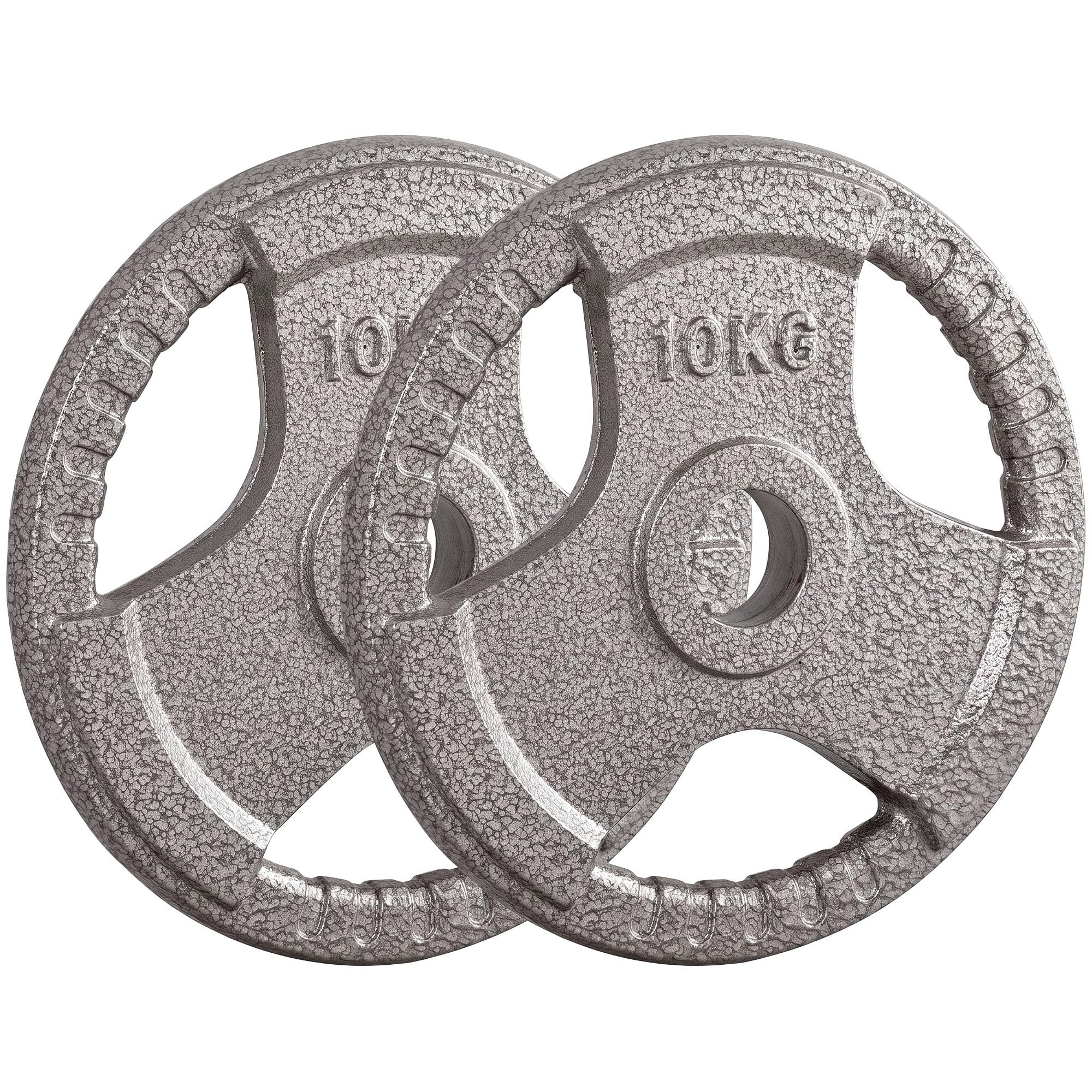 HOMCOM 2 x 2.5/5/10kg Cast Iron Olympic Weight Plates Tri-Grip | Dumbbell Plates, Barbell Weight, for 2" Weight Bar, Home Gym Strength Training