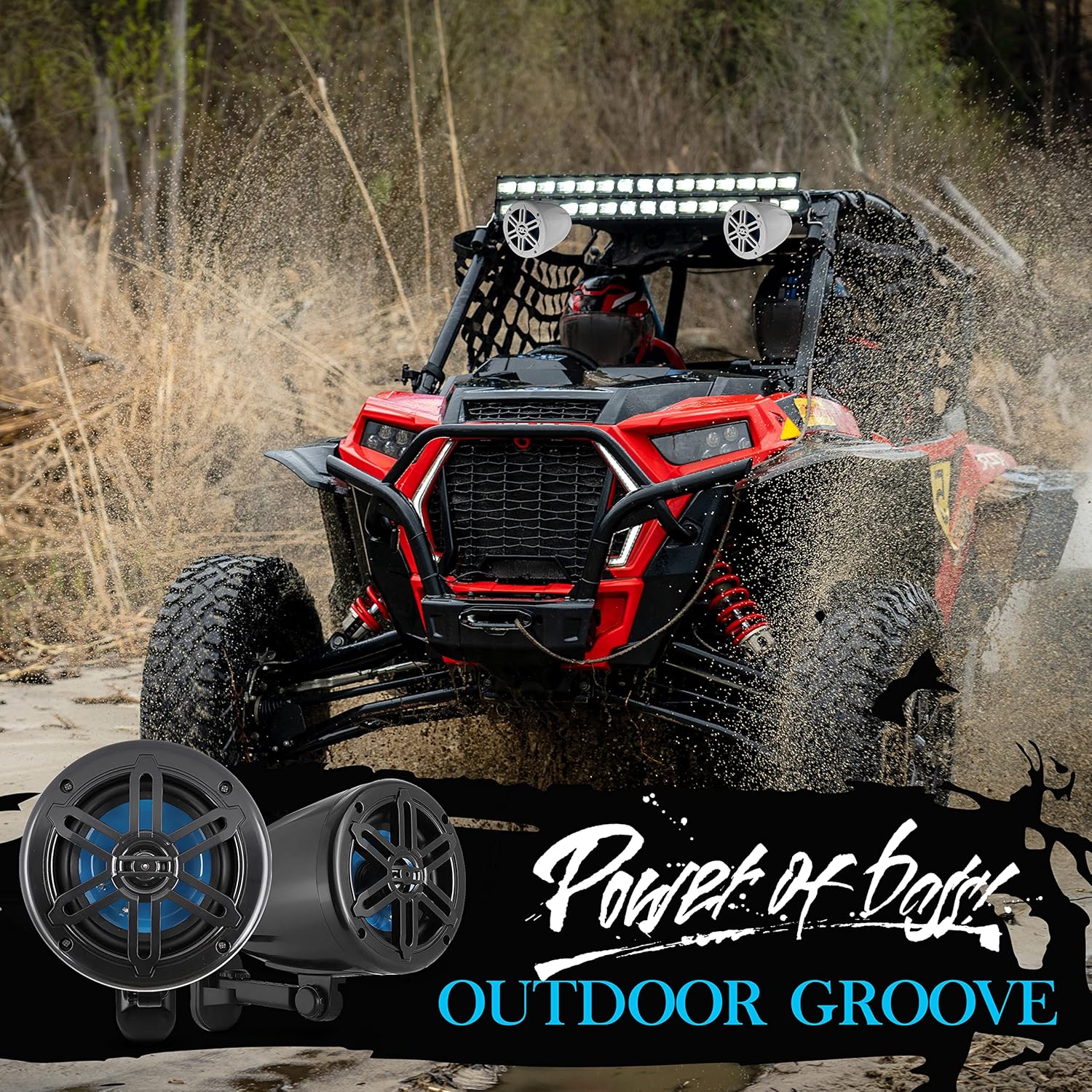 PyleUsa 5.25”Waterproof Off-Road Speakers-180W 2-Way Marine Woofer Sound System w/ 360° Rotatable Bracket, Full Range Outdoor Audio Stereo Speaker for Motorcycle ATV Jeep Boat, Includes Bracket(Black) - Image 6