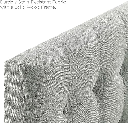 Miniatura 5 de Cabecero de cama individual, Modway Emily, tapizado en vinilo de color blanco, Tela, Tejido Gris