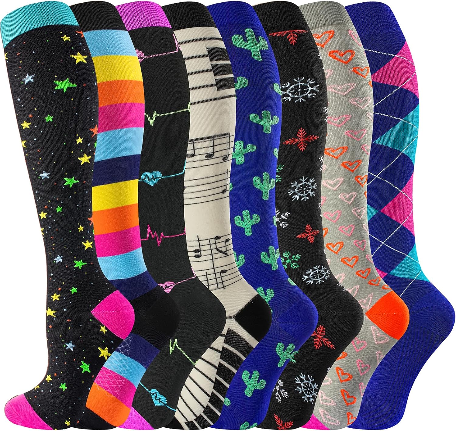 Compression Socks for Women & Men Circulation 8 Pairs Compression Socks 20-30 mmhg Best for Running,Nurse,Travel