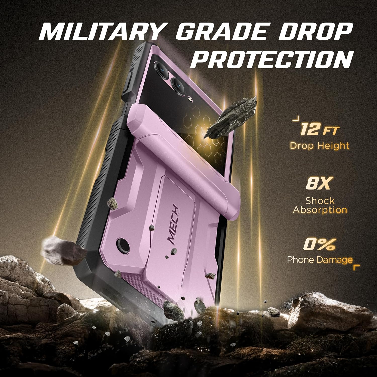 TONGATE for Motorola Razr 2026 Case, Razr 2025/2024 Case, with Privacy Screen Protector, [Stand & Belt-Clip] [Hinge Protection Cover] [Anti-Slip], Full-Body Military Grade Protective, Violet Ice