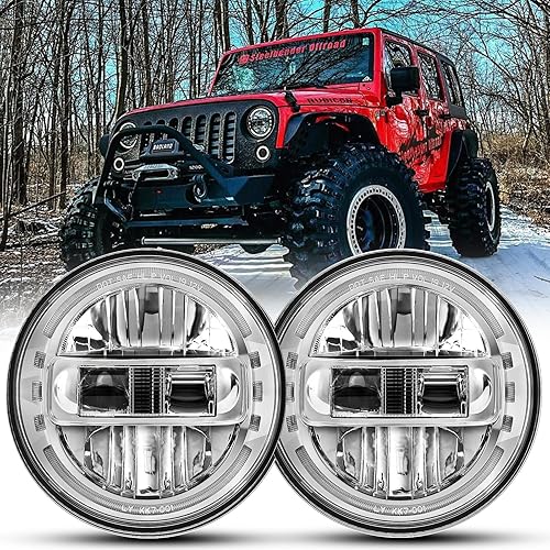 Miniatura 8 de Faros delanteros LED de 7 pulgadas aprobados por DOT para Jeep Wrangler JK LJ CJ TJ 1997-2018, faros Hummer H1 H2-2020 de patente exclusiva.
