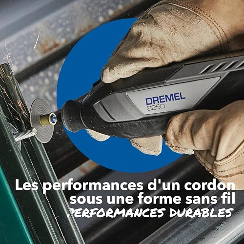 Dremel 8250 12V Outil rotatif sans fil 5 000-30 000 tr/min Outil multifonction sans balais avec étui souple, 5 accessoires, 1 batterie + chargeur pour poncer, fraiser, graver, couper - 5