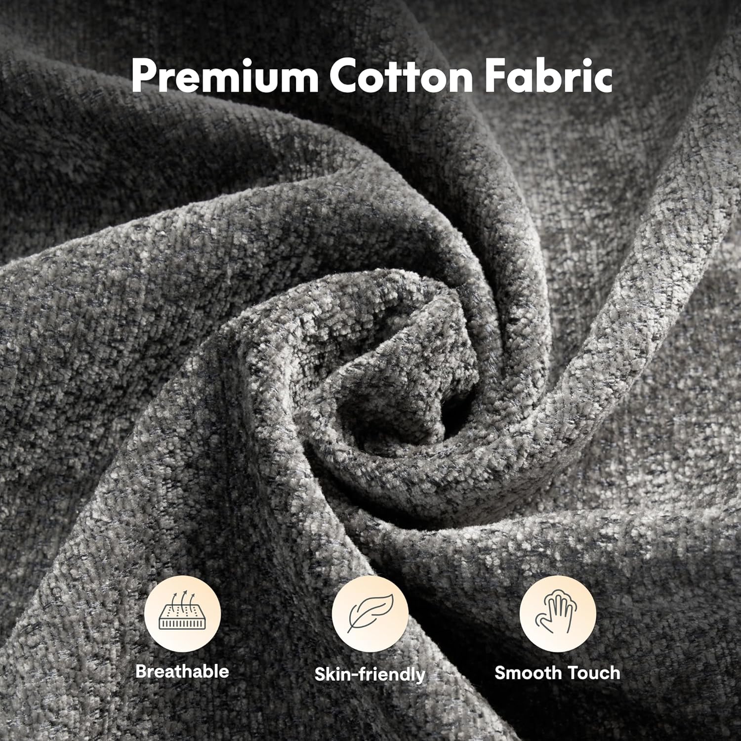 Close-up of the premium cotton fabric of the sofa
