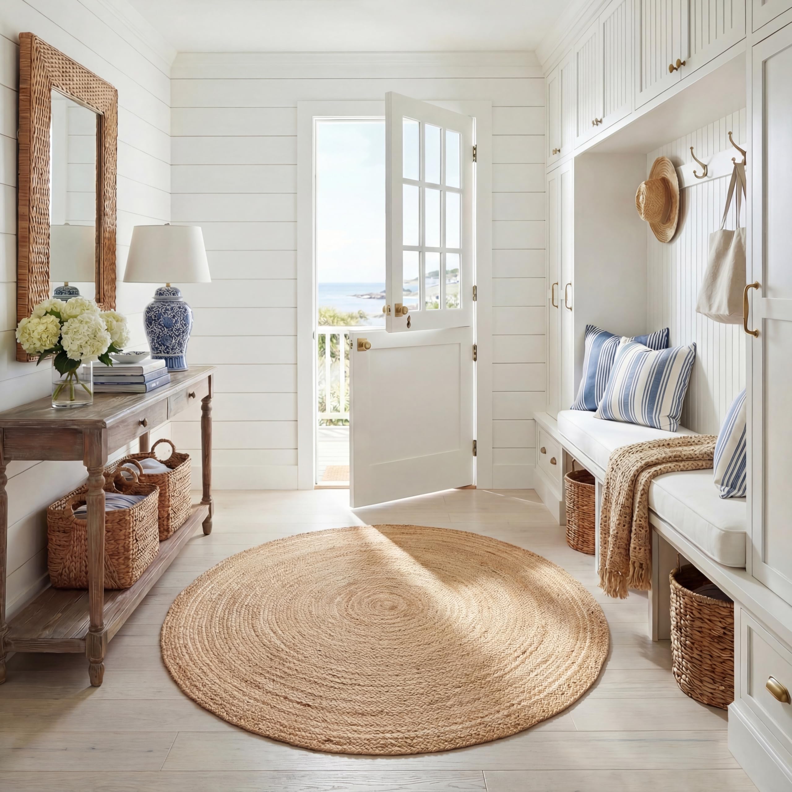 SAFAVIEH Area Rug 6x9 Oval - Cape Cod Collection - Natural Brown, Handmade Braided Flat Weave Jute (CAP252A)