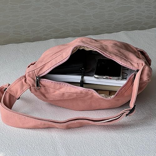 Miniatura 8 de Bolso bandolera grande de lona con múltiples bolsillos para hombres y mujeres, bolso cruzado de hombro para laptop