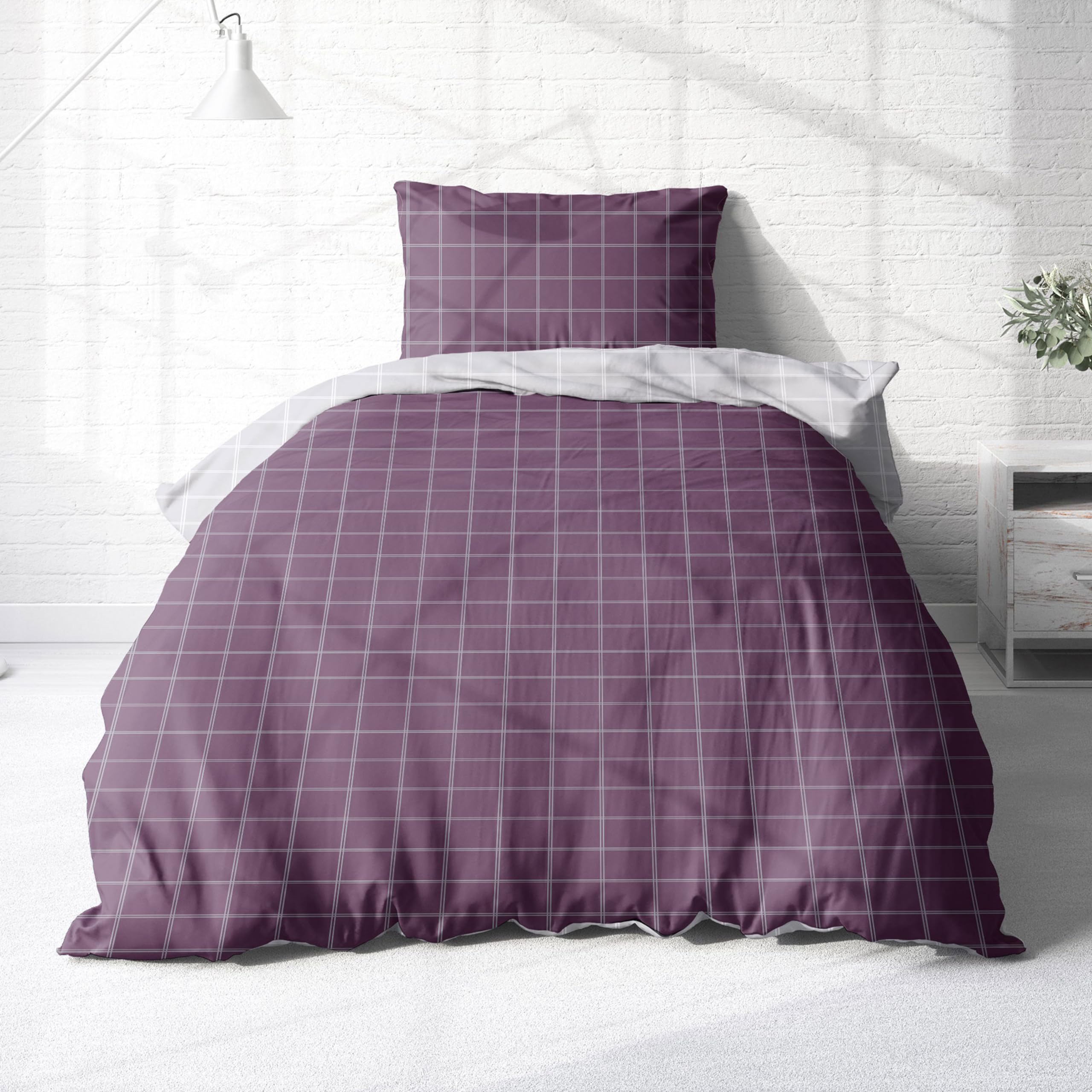 Träumschön Biber Bettwäsche Set 2-tlg 135x200 Cm – Flauschige Winterbettwäsche In Lavendelblau