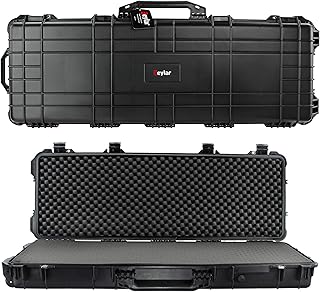 Eylar 53" Inch Protective Roller Rifle Hard Case with Foam, Waterproof & Crushproof, Two Rifles Or Multiple Guns, Pressure Valve with Lockable Fittings Black