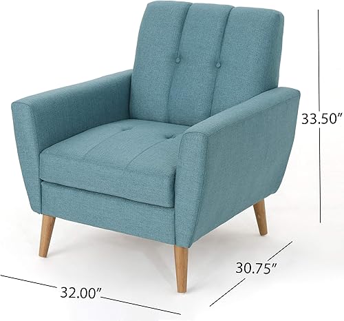 Miniatura 3 de Christopher Knight Home Treston Mid-Century - Silla de club de tela moderna, color azul y natural