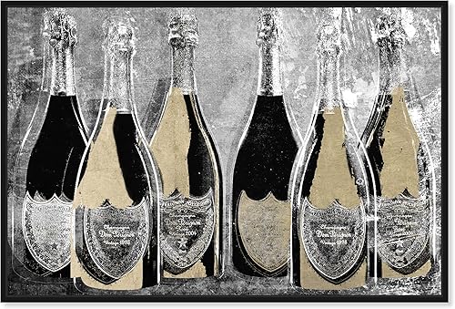 The Oliver Gal Artist Co. Drinks and Spirits - Lienzo enmarcado para pared, diseño de Dom Party Glam, champán para decoración del hogar, 36 x 24
