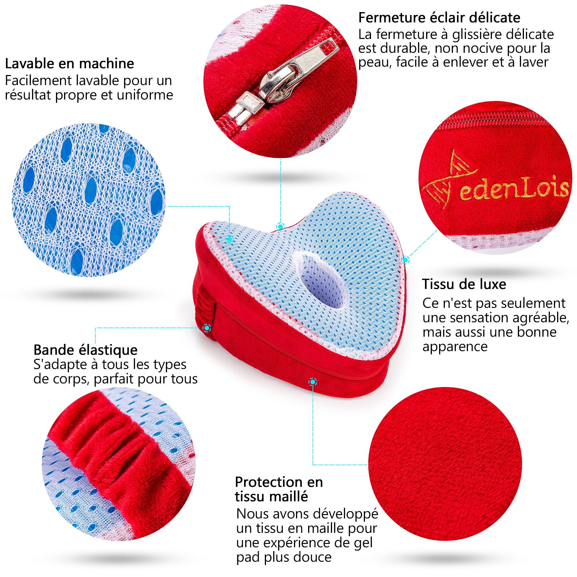 Big Ant Oreiller Orthopédique Pour Genou, Coussin À Mémoire De Forme Pour Genoux, Coussin Jambes Ergonomique Pour Soulagement De La Sciatique Et Grossesse, Douleur De La Hanche Et Du Genou (Noir