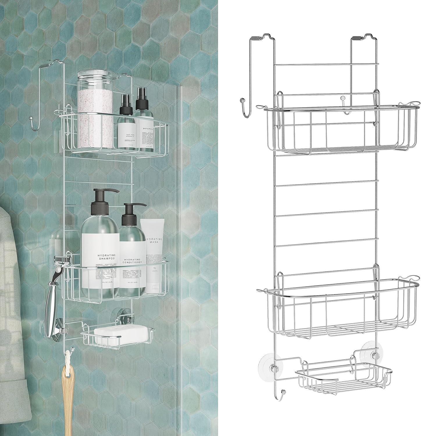 Zenna Home Hanging Shower Caddy, Over the Door, Rust