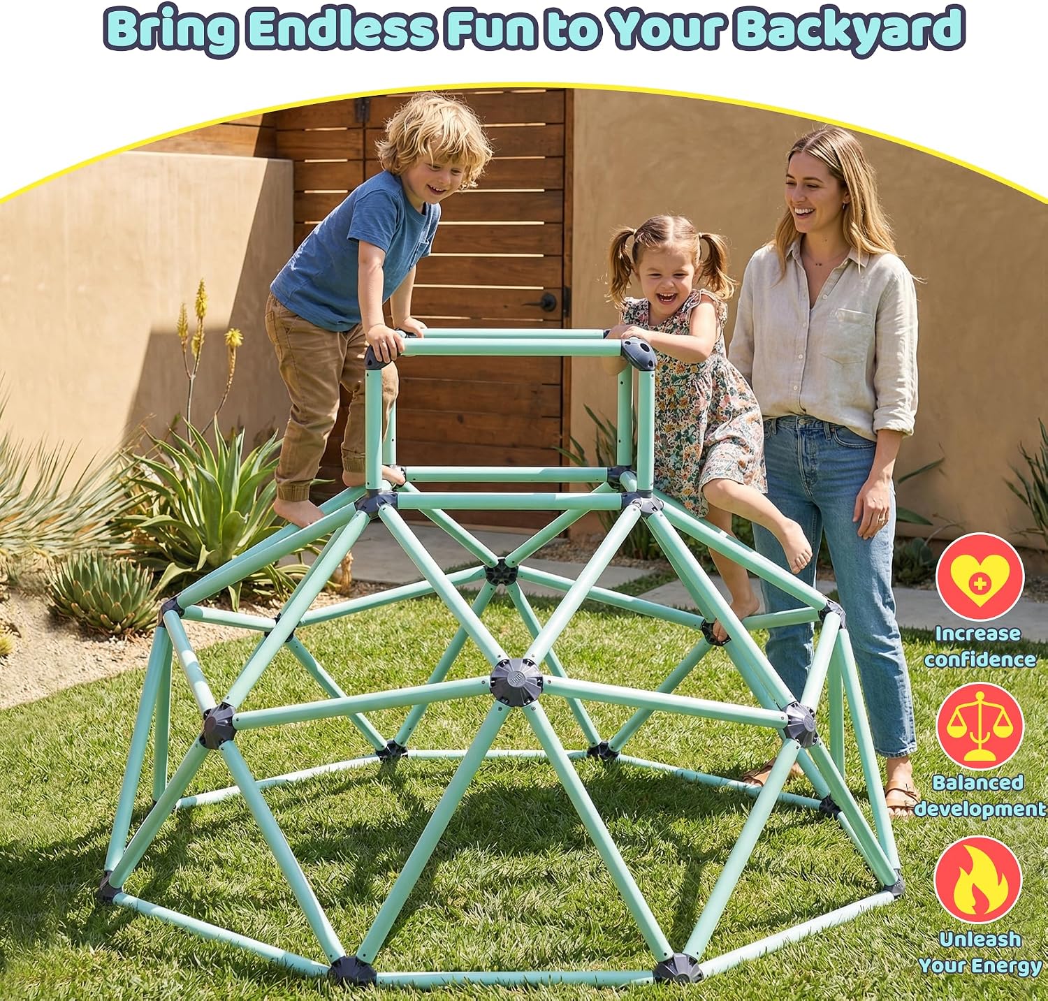 LEVADI Climbing Dome Outdoor 6ft Jungle Gym, Geometric Dome Climber Playground Structure, Outdoor Climbing Dome for Backyard, Heavy Duty Playground Climbers, Outdoor Climbing Structure Easy Assembly