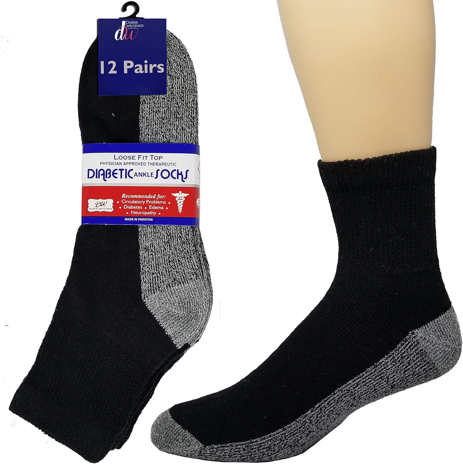 Debra Weitzner Diabetic Ankle Socks Reinforced Heel and Toe
