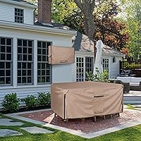 Vista 6 de ULTCOVER Funda Cuadrada para Mesa de Patio de Servicio Pesado - Lona Resistente 600D Impermeable para Mesa de Comedor Exterior y Sillas, Funda