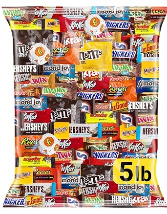 Chocolate Candy Variety Pack, 5 LB 225 Ct Halloween Individually Wrapped