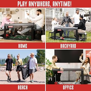 S3 Edge Bench Soccer Game with Mat and Ball, Portable Table Set | Sturdier next generation design, quick to assemble for home, office, beach or backyard