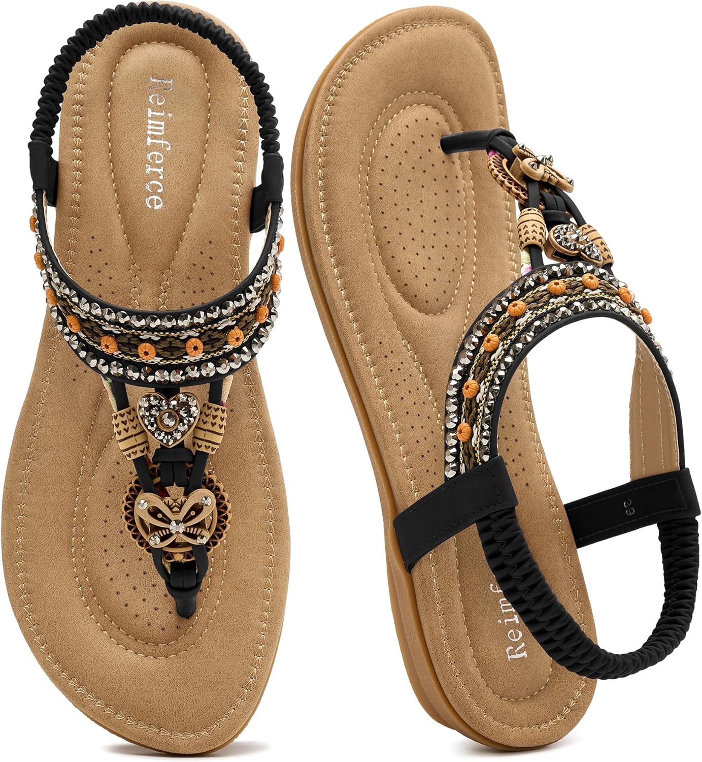 Reimferce Womens Dressy Flat Sandals: Elastic Ankle Strap & Non-Slip Outsole for Daily Walking in Summer - Breathable Cushioned Footbed for All-Day Comfort - Fashion Ladies
