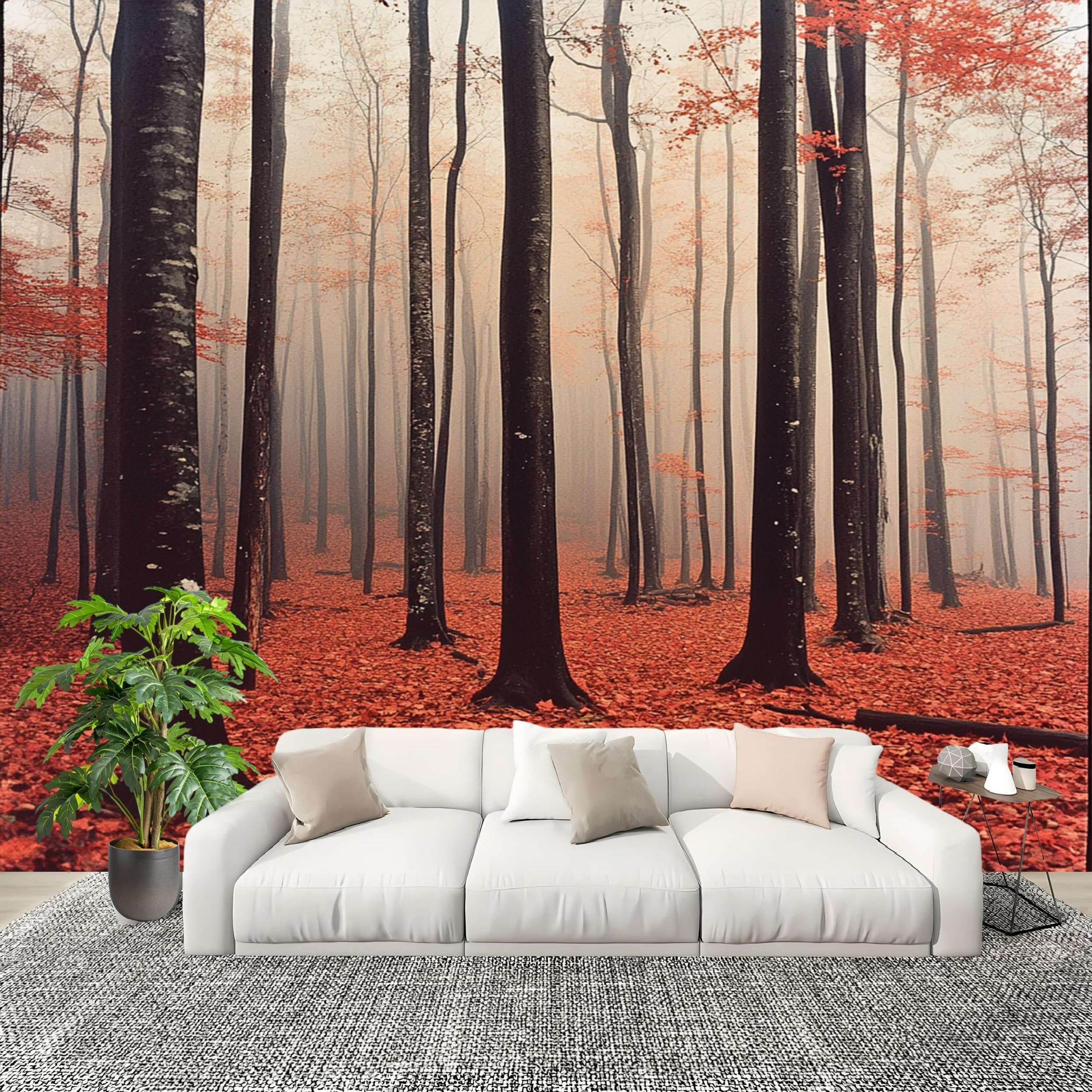 Papier Peint Panoramique d'Intérieur Forêt Paysage d'Automne Luxe