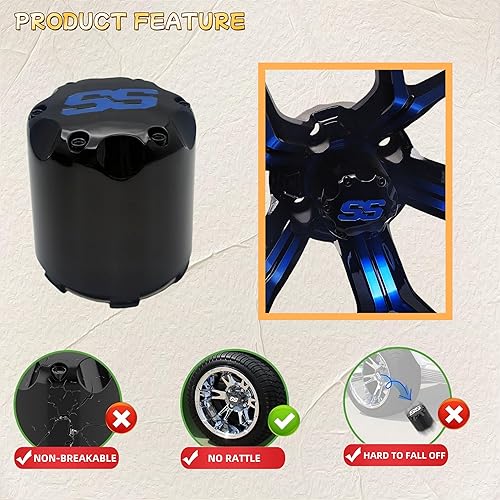 Miniatura 5 de WUKO HUNT Tapa central de rueda para carrito de golf SS, tapas de cubo de rueda estilo Push in para EZGO Club Car Yamaha y otros modelos de 8, 10,