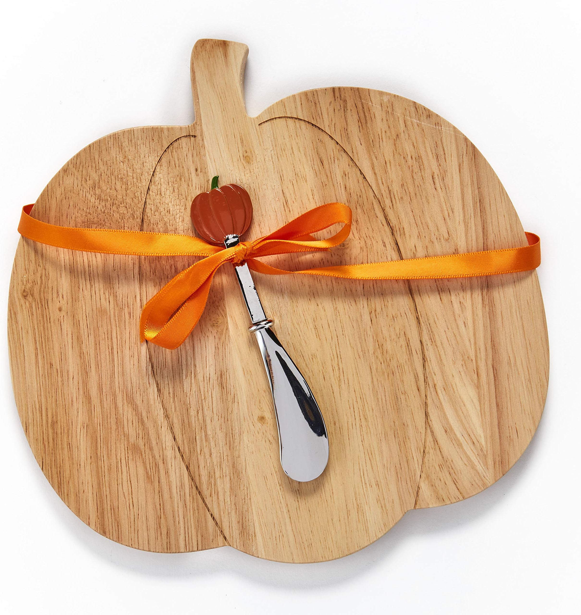 Pumpkin Shaped Cheese Board with Spreader - Autumn Kitchen Accent