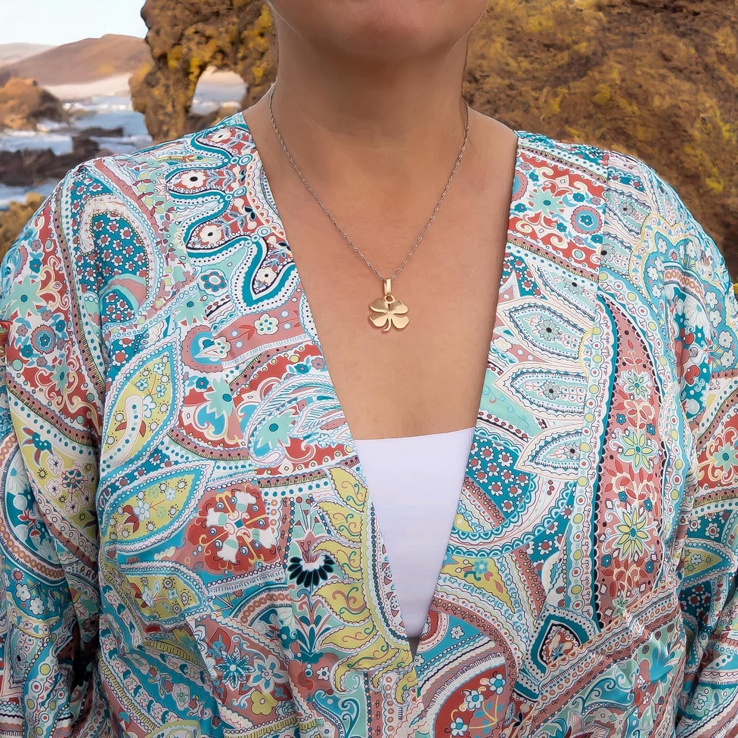 925 Sterling Silver Four Leaf Clover Necklace - Rhodium Plated Shining Mirror Finish Shamrock Pendant with 20" Inch Chain - Good Luck Charm - Irish Jewelry for Women - Handmade - Image 8