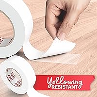 Vista 4 de XFasten Cinta de doble cara transparente, extraíble, 2 pulgadas por 30 yardas, ideal como cinta de envoltura de regalo, para sostener alfombras